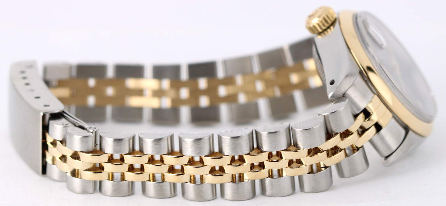 Rolex Datejust Two-Tone 18k Yellow Gold Steel Black Jubilee 26mm 69163 Watch
