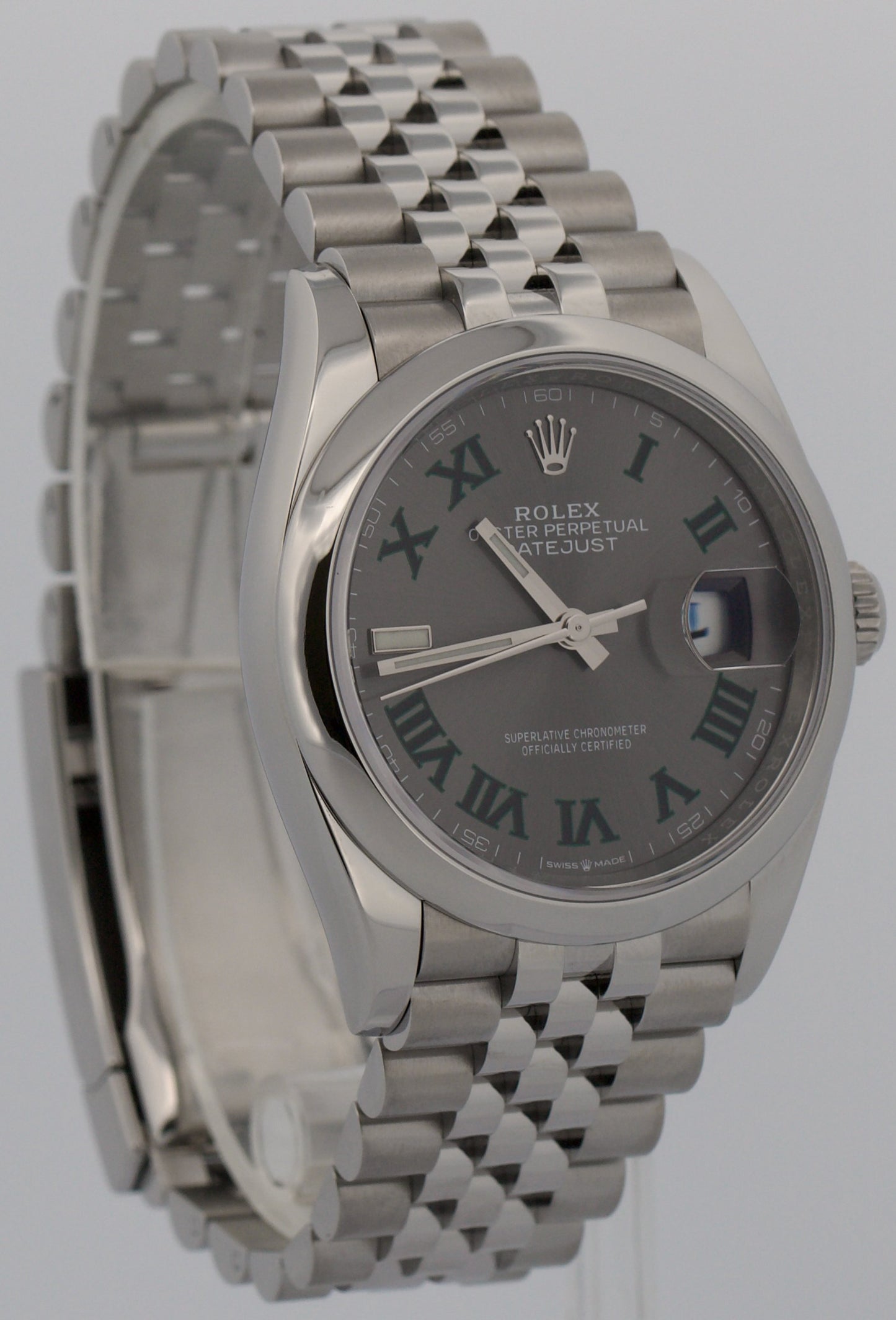 2022 PAPERS Rolex DateJust WIMBLEDON Rhodium Roman Steel JUBILEE 36mm 126200 BOX