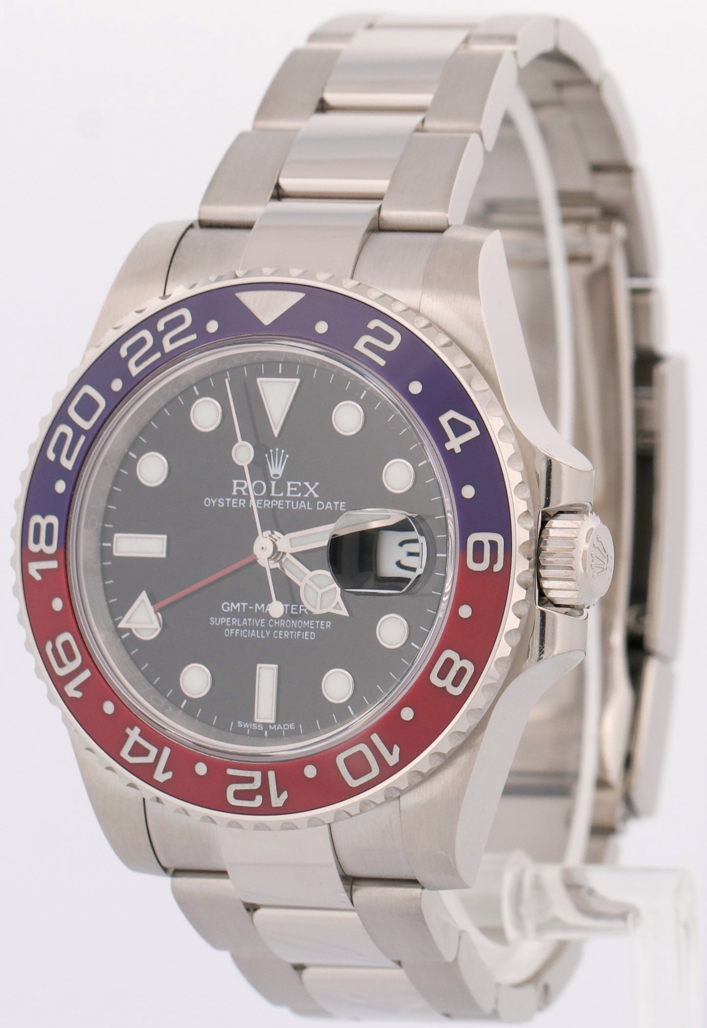 PAPERS Rolex GMT-Master II PEPSI Black 18K White Gold Watch 116719 BLRO BOX