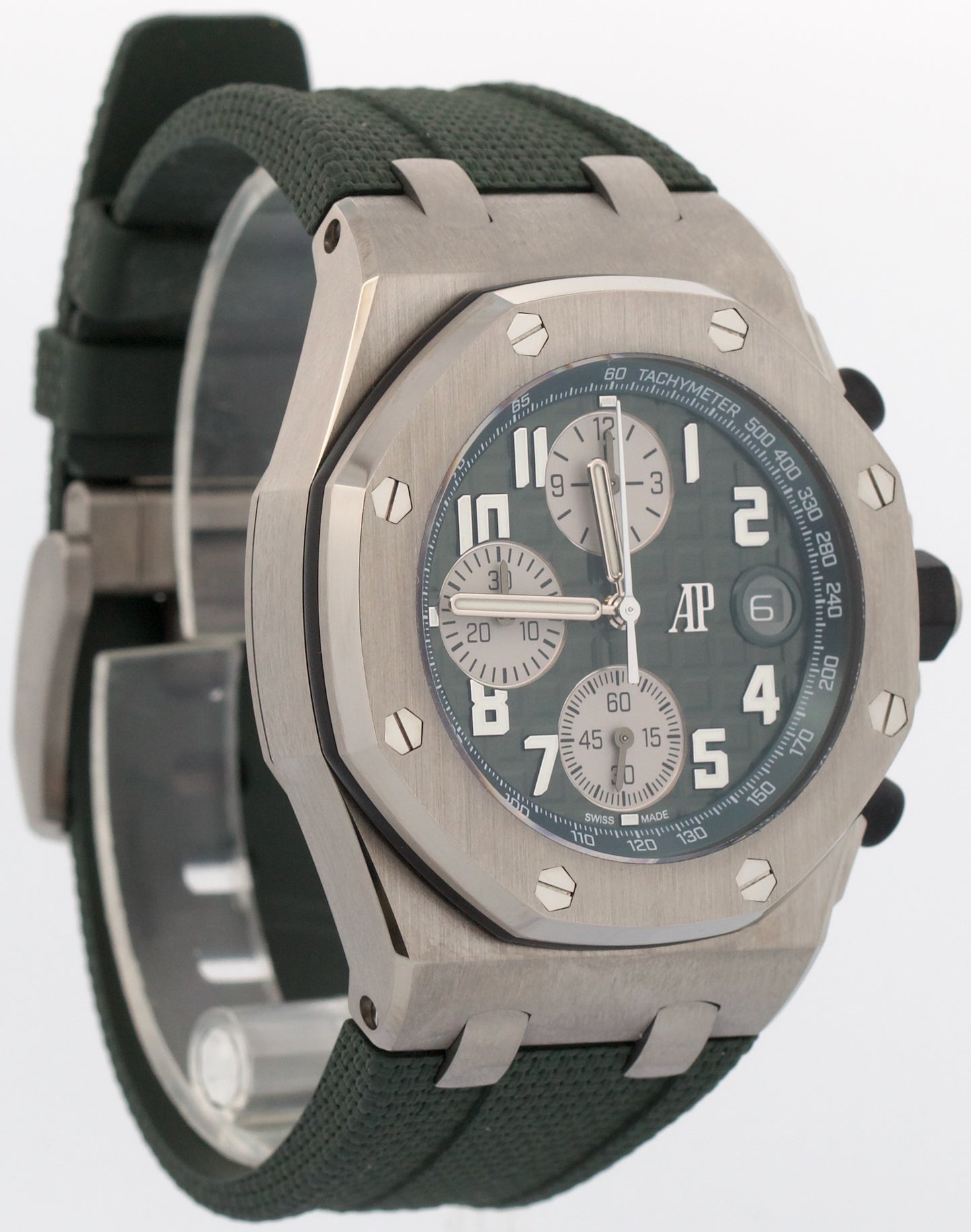 PAPERS Audemars Piguet Royal Oak Offshore GREEN KHAKI 42mm TITANIUM 26238TI BOX