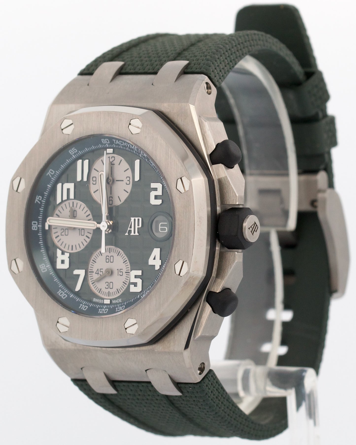 PAPERS Audemars Piguet Royal Oak Offshore GREEN KHAKI 42mm TITANIUM 26238TI BOX