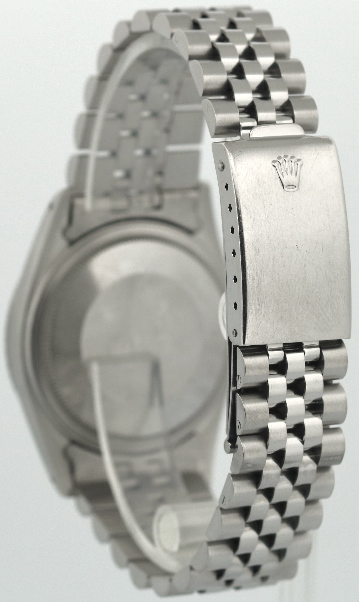 Rolex DateJust 36mm BLACK TAPESTRY Steel Engine Turned JUBILEE Watch 16030