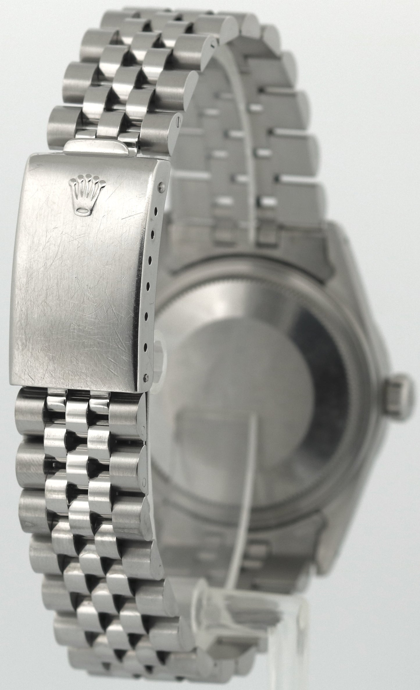 Rolex DateJust 36mm BLACK TAPESTRY Steel Engine Turned JUBILEE Watch 16030