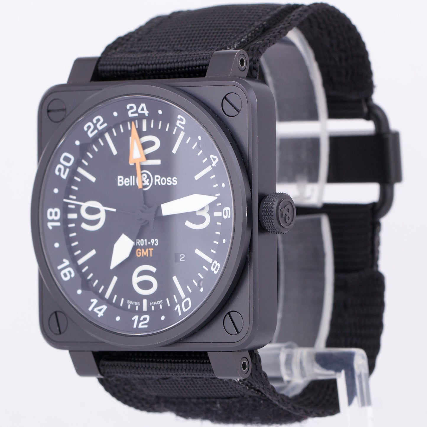 Bell & Ross GMT Matte Black PVD Stainless Steel 46mm Automatic Fabric BR01-93