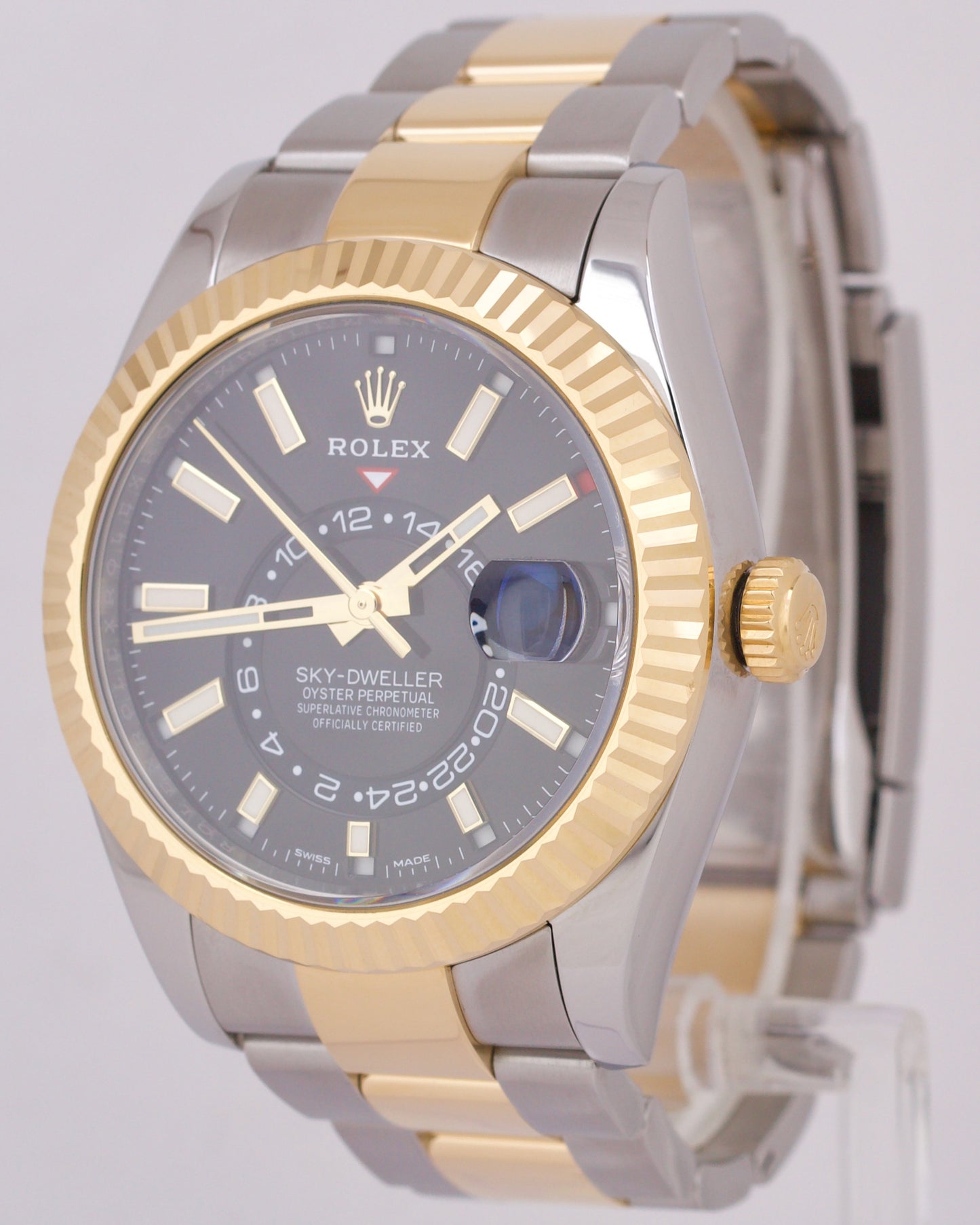 MINT Rolex Sky-Dweller Black Two-Tone 18K Yellow Gold Steel 42mm Oyster 326933