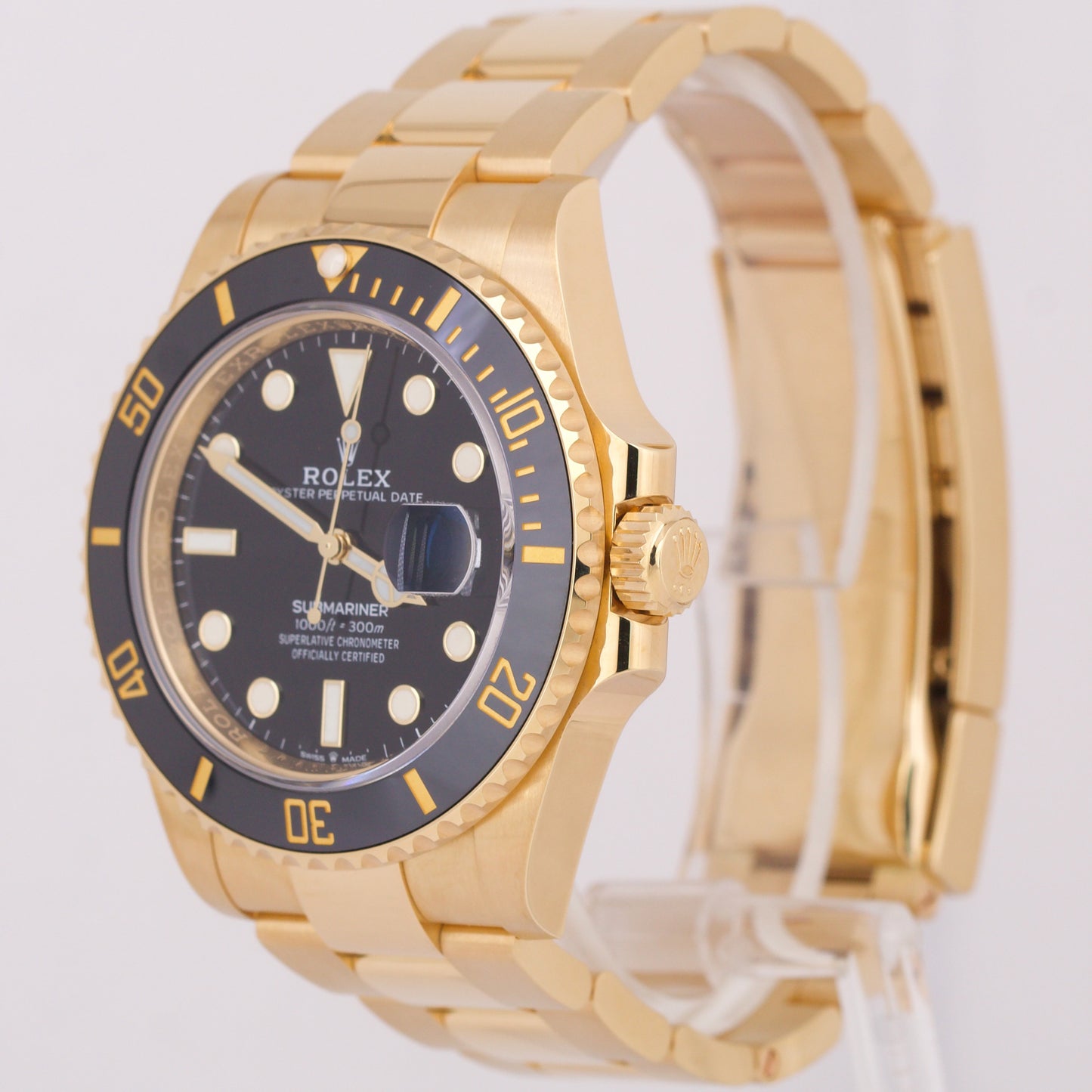 2022 NEW PAPERS Rolex Submariner Date 41 Yellow Gold Black Watch 126618 LN BOX