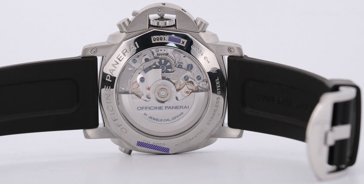 2026 SERVICE Panerai Luminor Rattrapante 1950 BLACK Rubber 44mm PAM00213