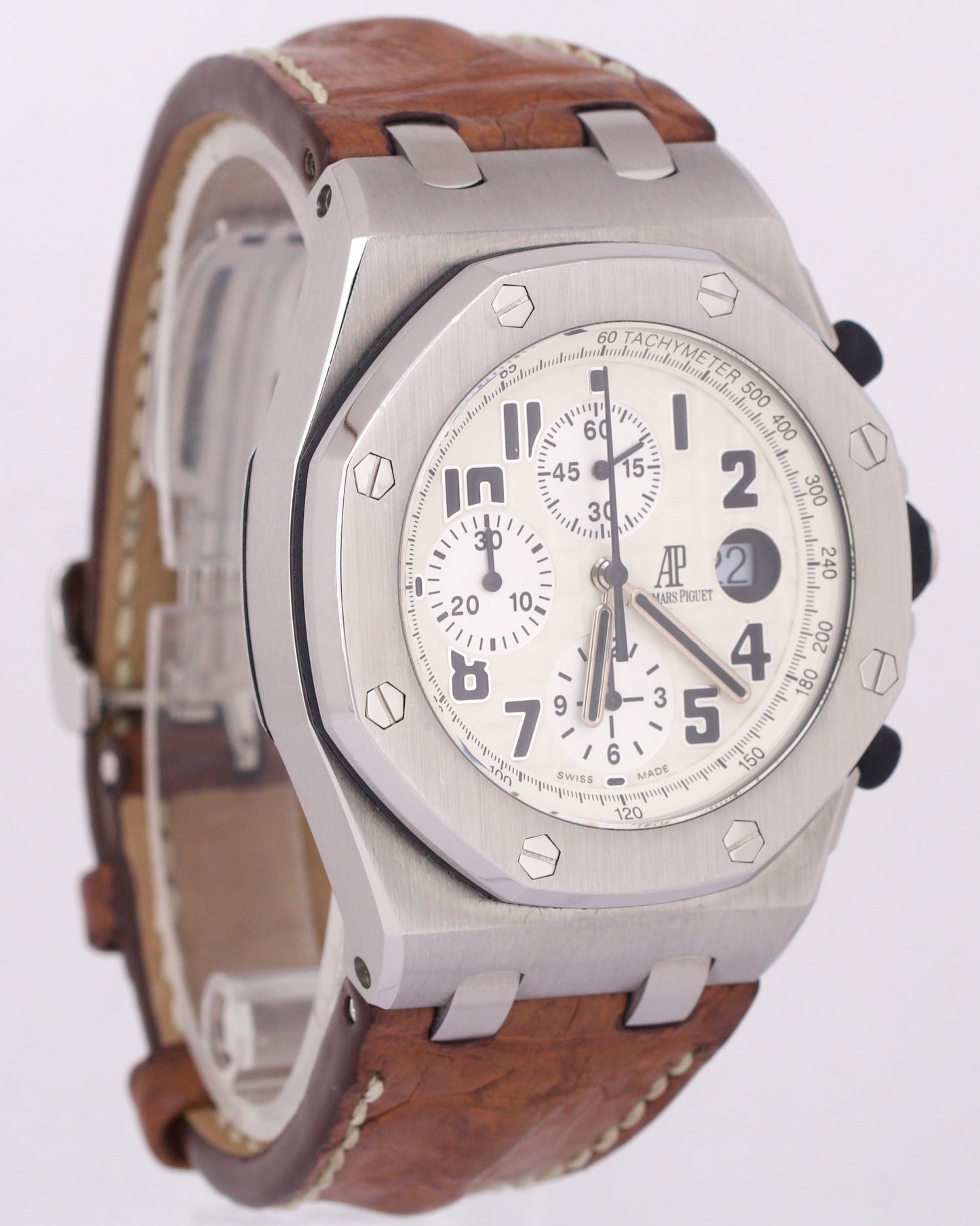 PAPERS Audemars Piguet Royal Oak Offshore SAFARI Ivory Steel 42mm 26170ST BOX