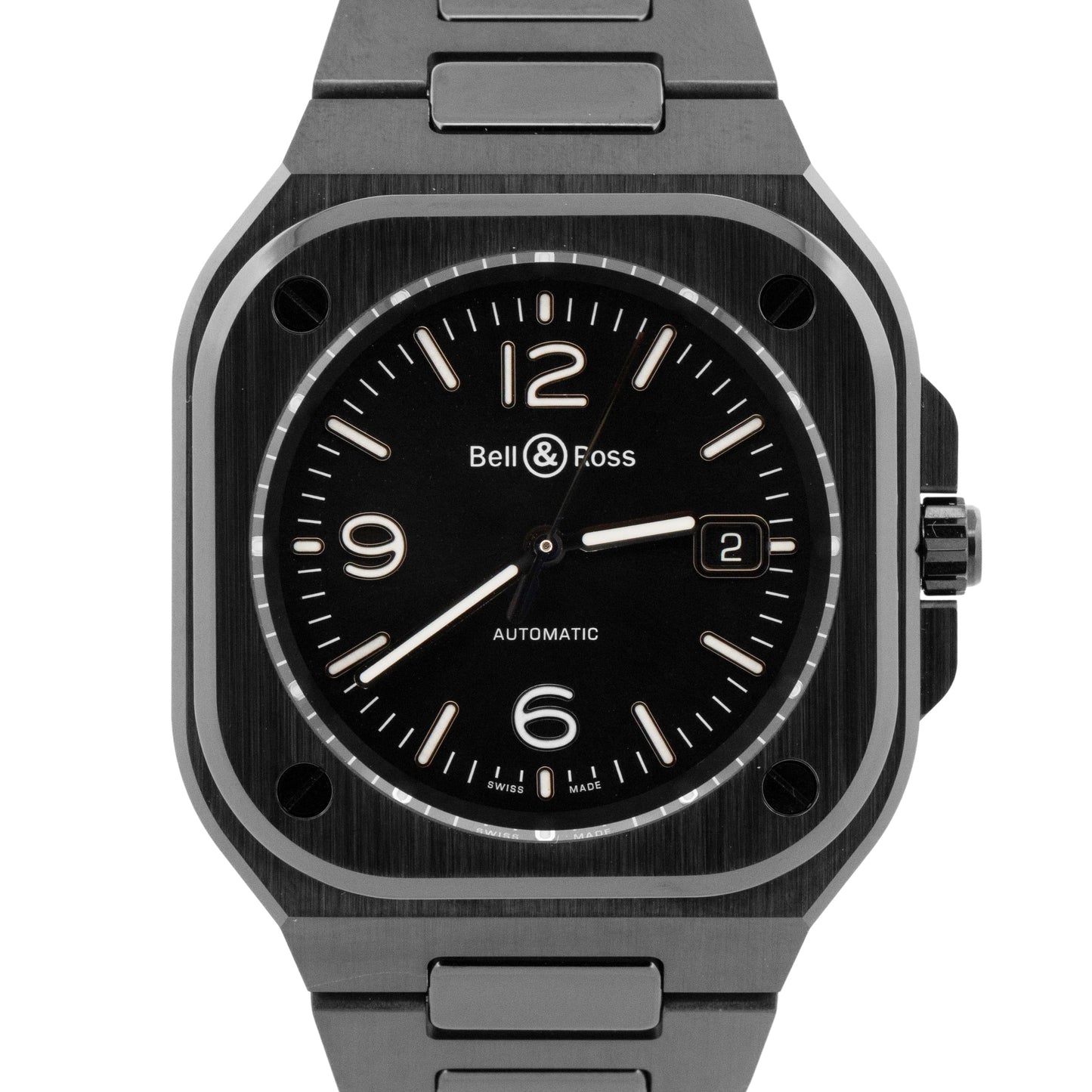 PAPERS Bell & Ross Black 40mm Black Ceramic Date Watch BR05A-BL-CE/SCE BOX