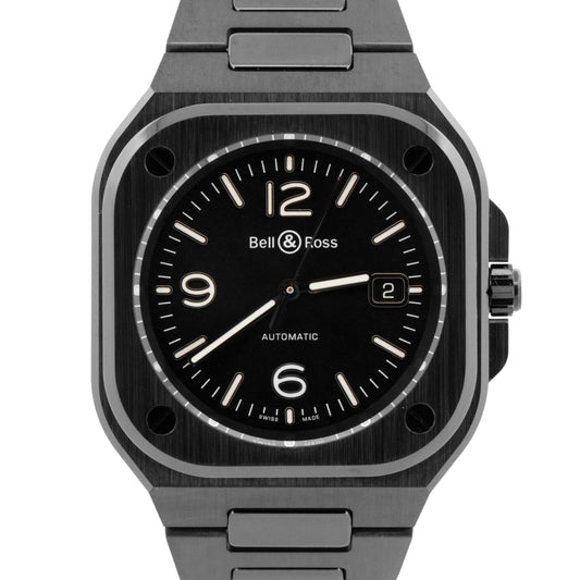 PAPERS Bell & Ross Black 40mm Black Ceramic Date Watch BR05A-BL-CE/SCE BOX