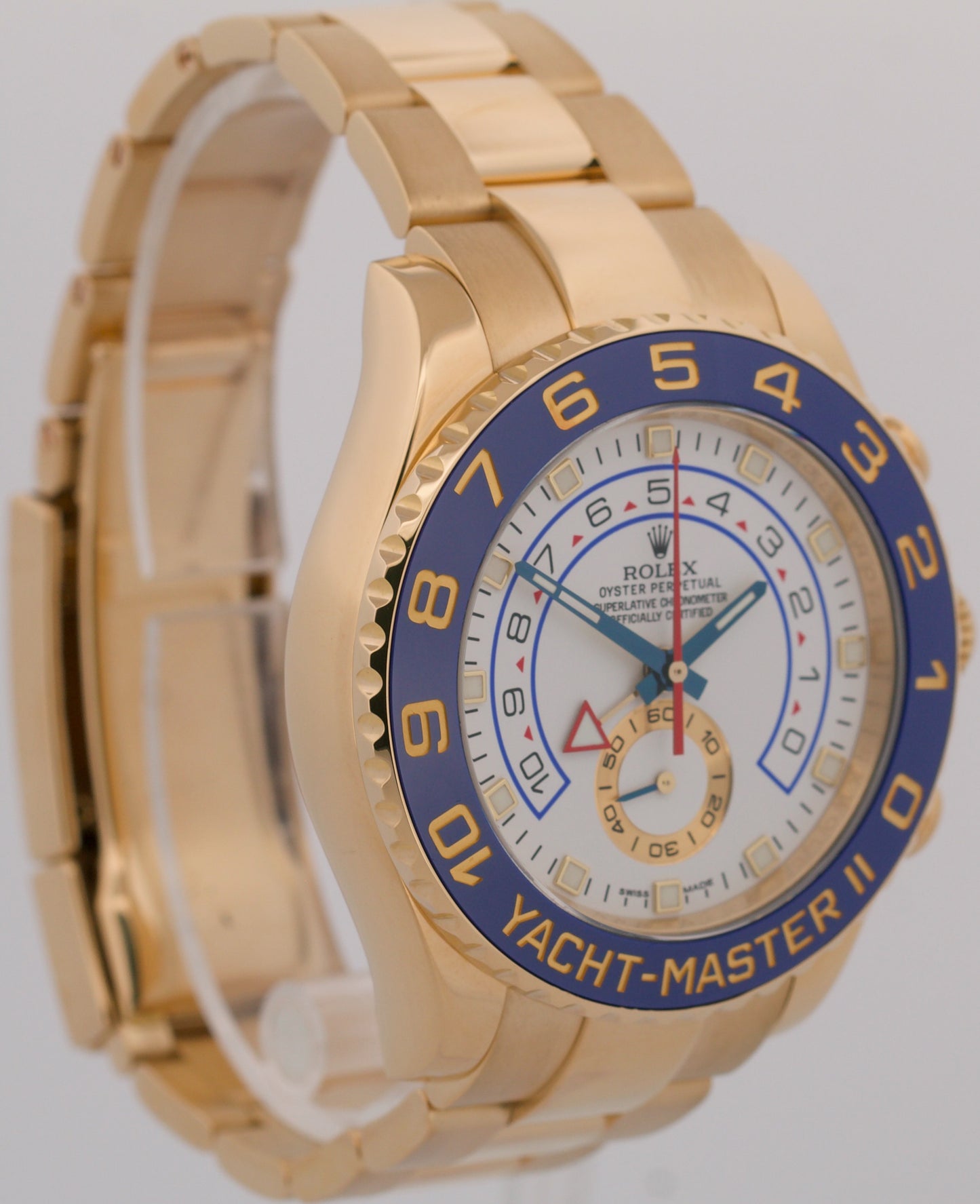 Rolex Yacht-Master II WHITE 18K Yellow Gold Blue Regatta Ceramic 44mm 116688