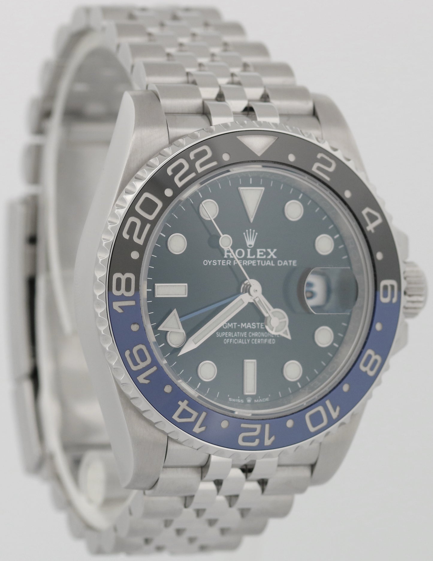 Rolex GMT-Master II BATGIRL Blue Black JUBILEE Ceramic 40mm 126710 BLNR BOX