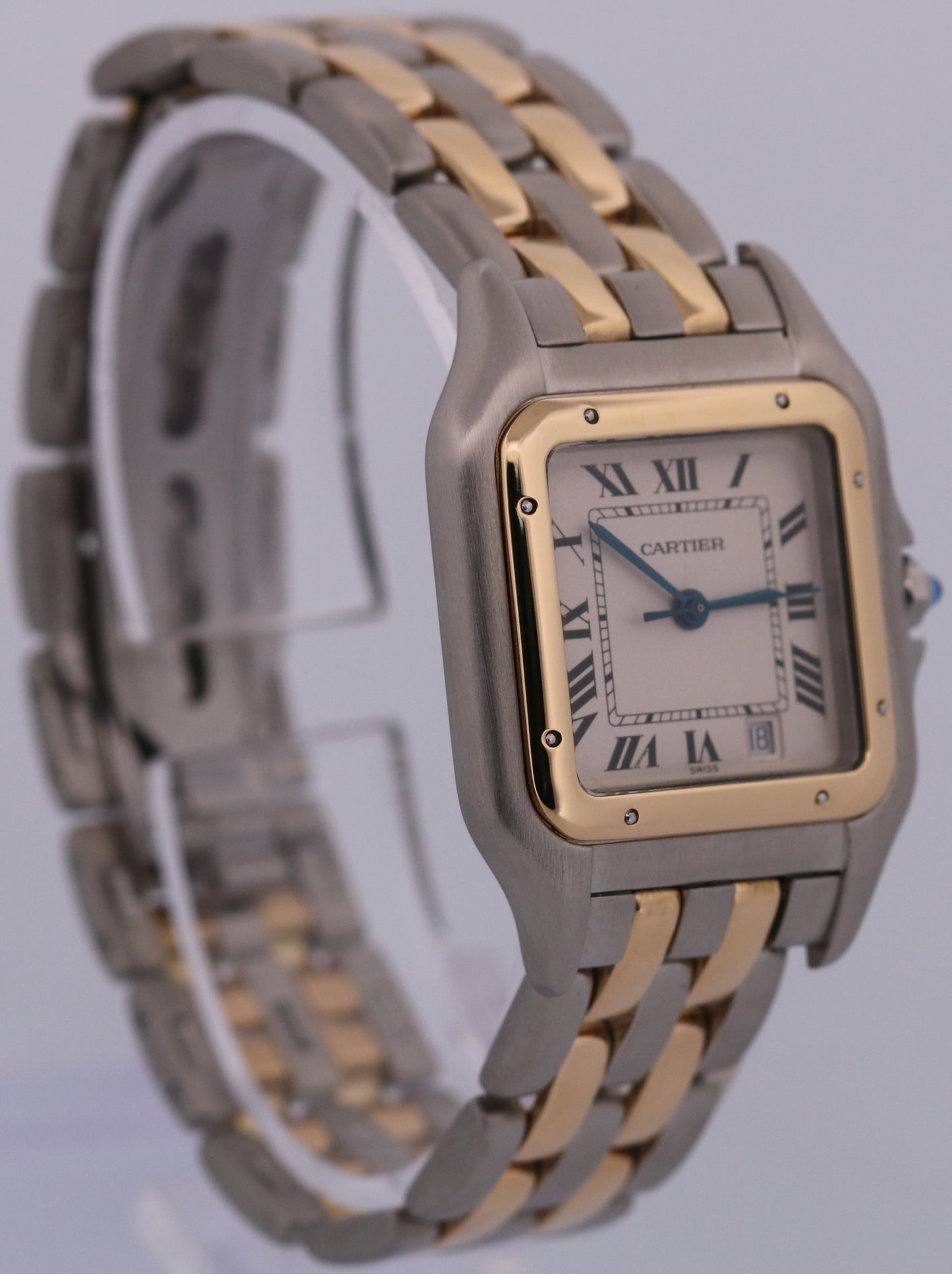 Ladies Cartier Panthere Midsize IVORY 18K Gold Steel TWO ROW 27mm Quartz 83949