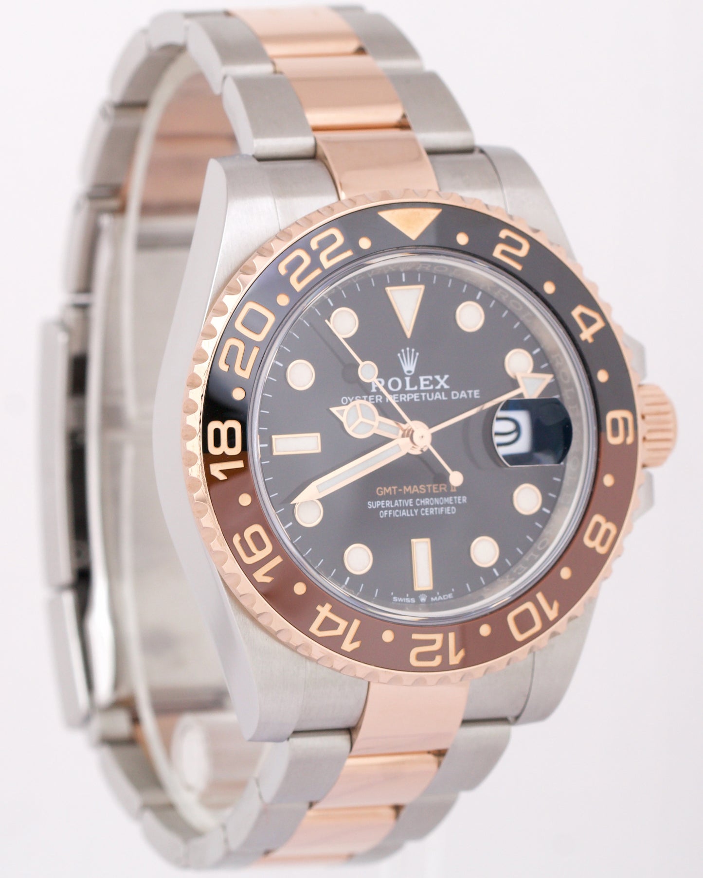 NEW PAPERS Rolex GMT-Master II 18K Rose Gold Steel ROOT BEER 126711 40mm BOX