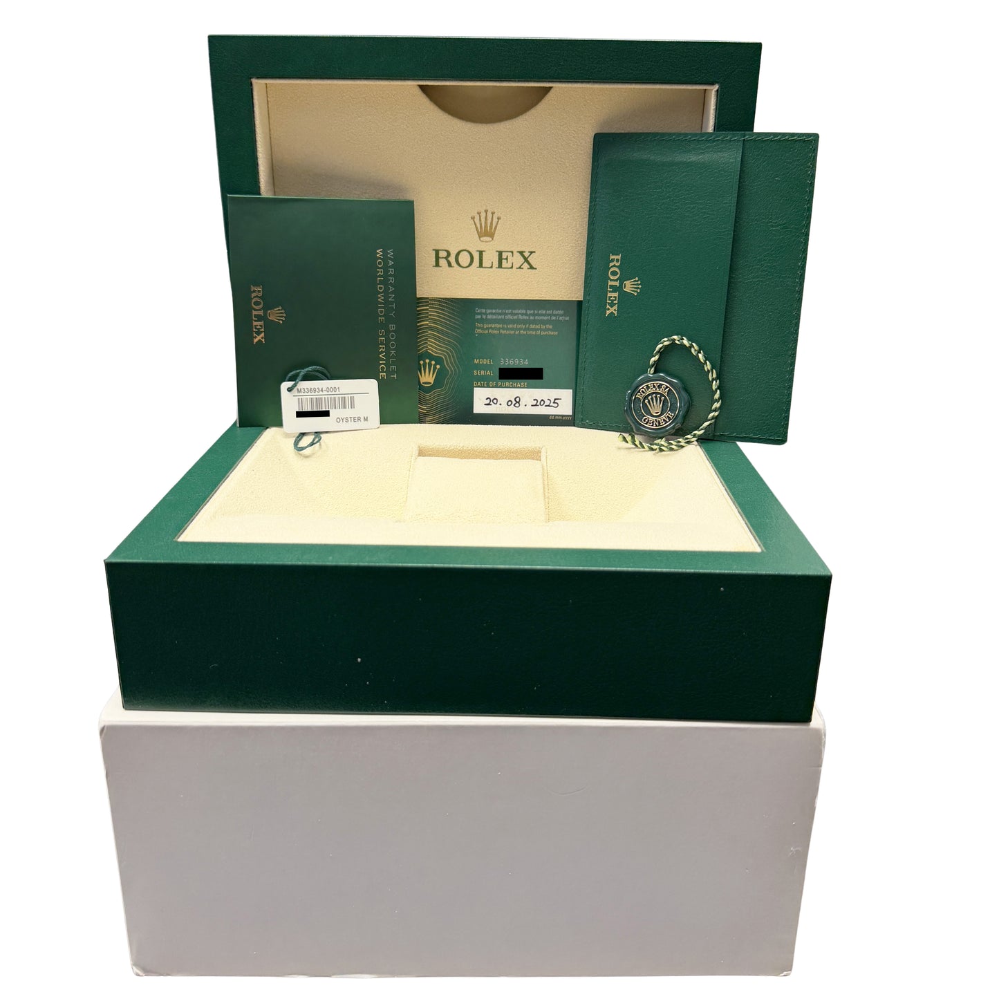 AUG. 2025 PAPERS Rolex Sky-Dweller Steel GREEN 42mm 336934 Fluted Watch BOX