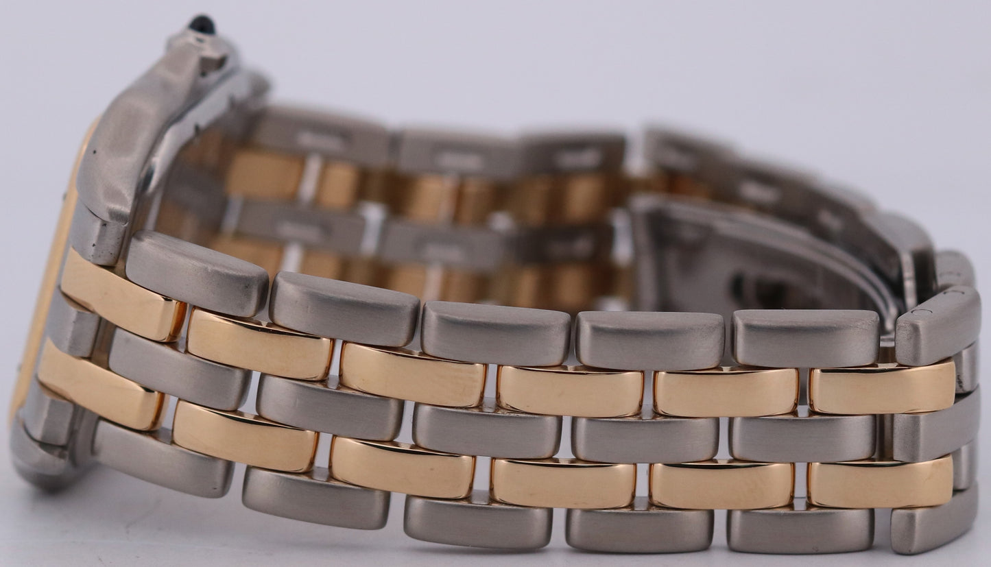Ladies Cartier Panthere Midsize IVORY 18K Gold Steel TWO ROW 27mm Quartz 83949