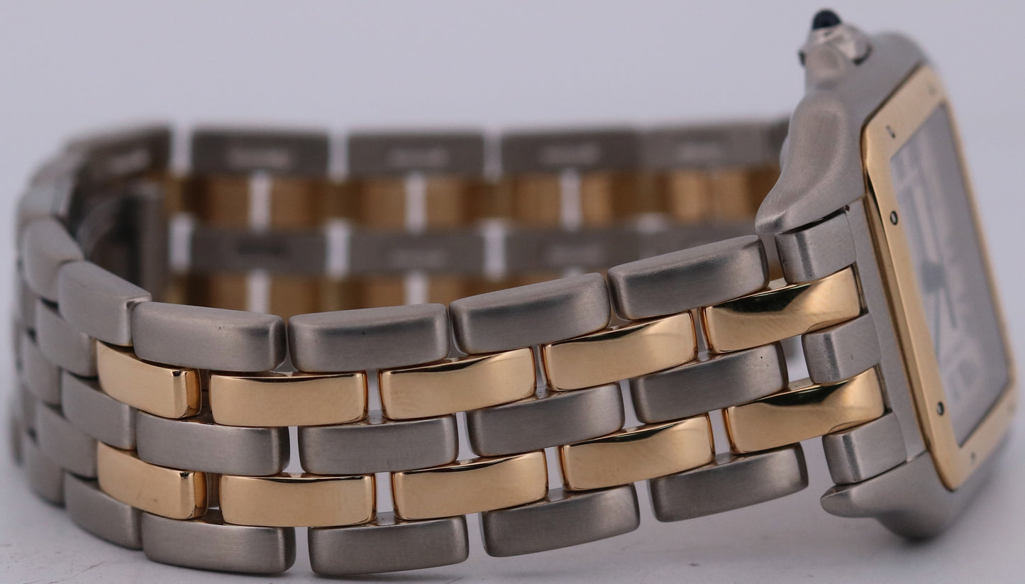 Ladies Cartier Panthere Midsize IVORY 18K Gold Steel TWO ROW 27mm Quartz 83949