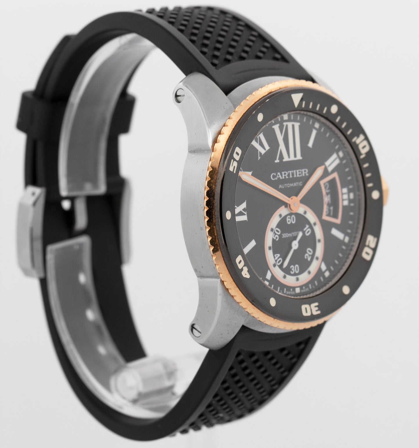 PAPERS Cartier Calibre Diver Date Two-Tone Rose Gold 42mm 3729 W7100055 Watch