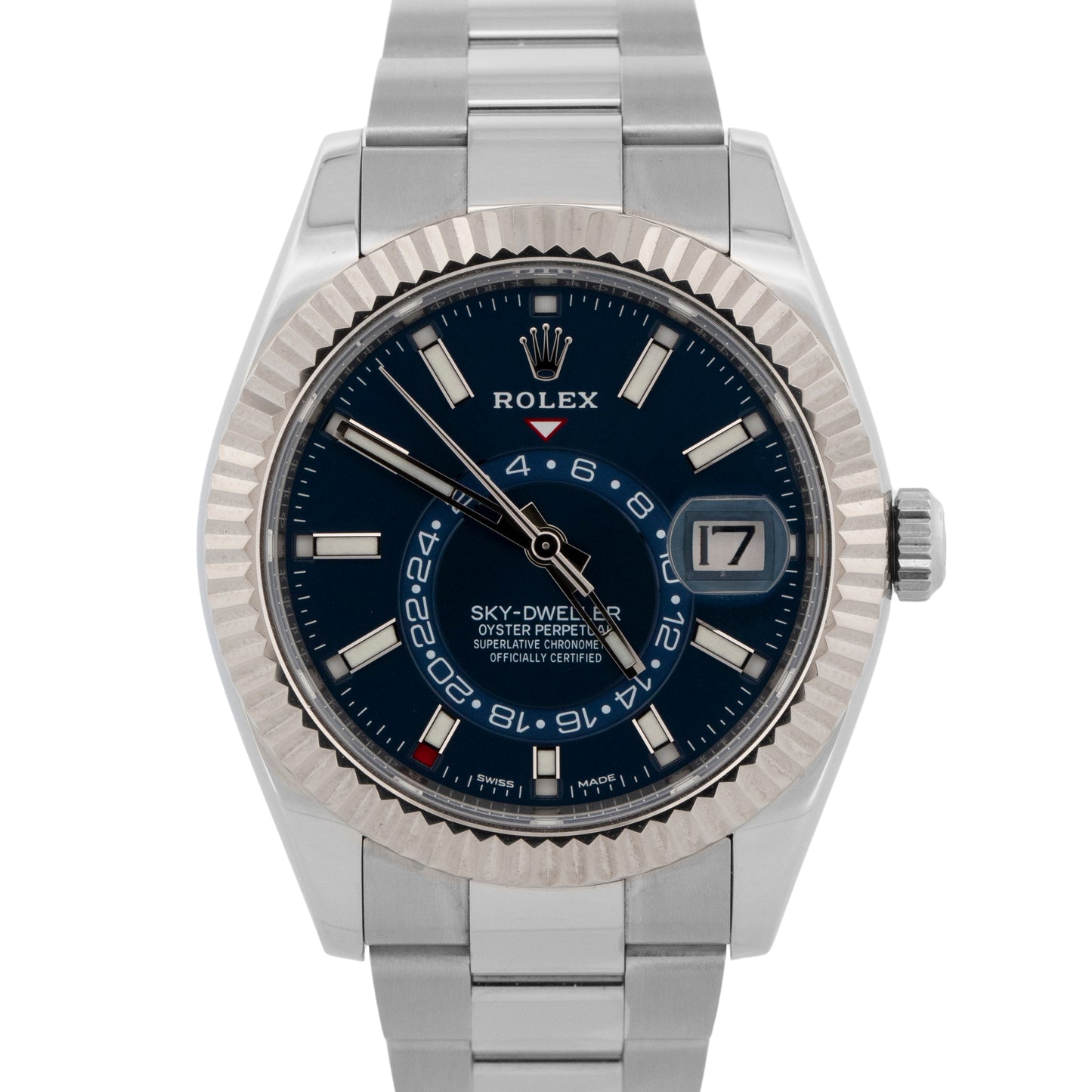 2019 PAPERS Rolex Sky-Dweller BLUE Steel 18K White Gold 42mm Oyster 326934 BOX