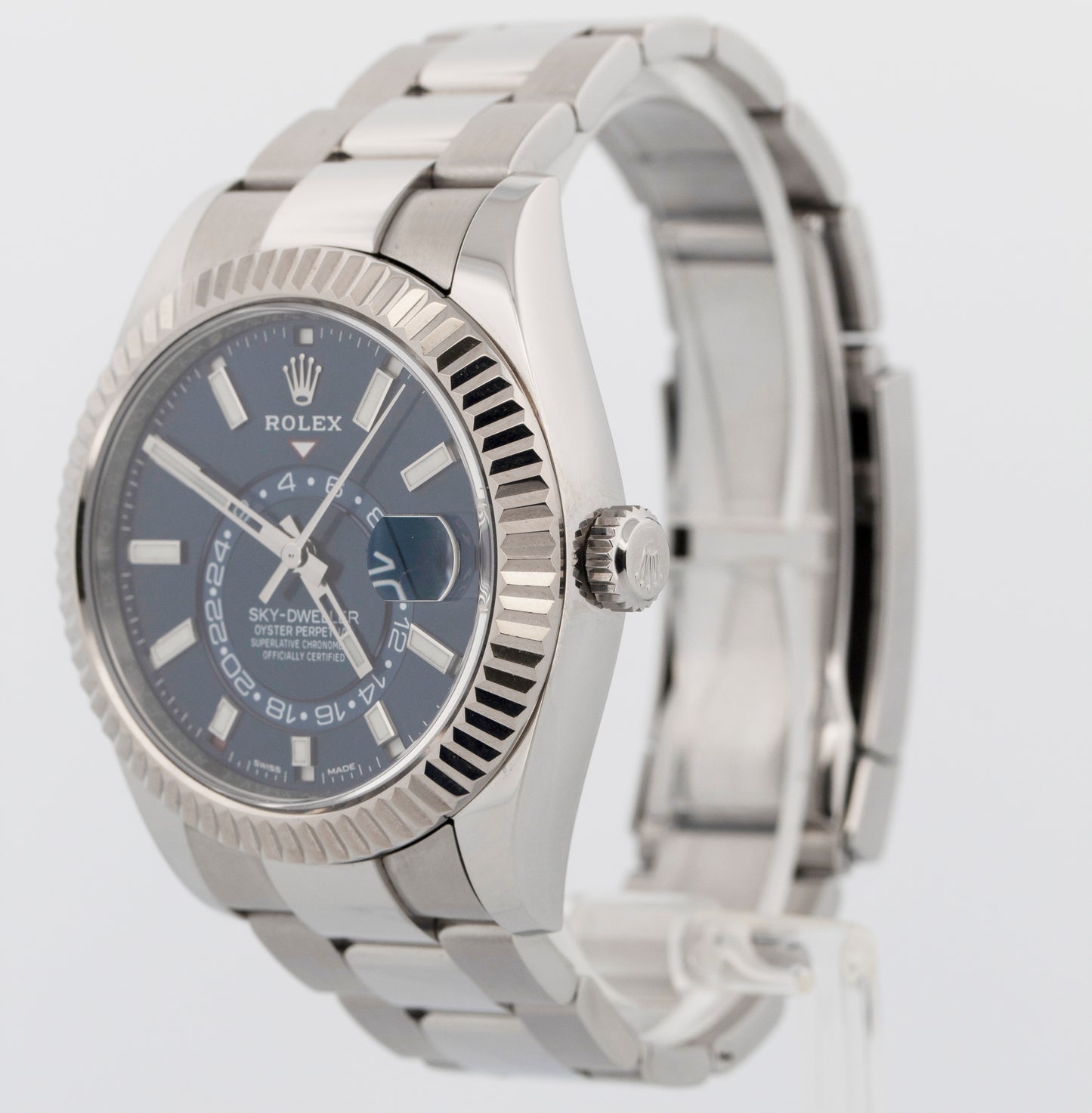 2019 PAPERS Rolex Sky-Dweller BLUE Steel 18K White Gold 42mm Oyster 326934 BOX