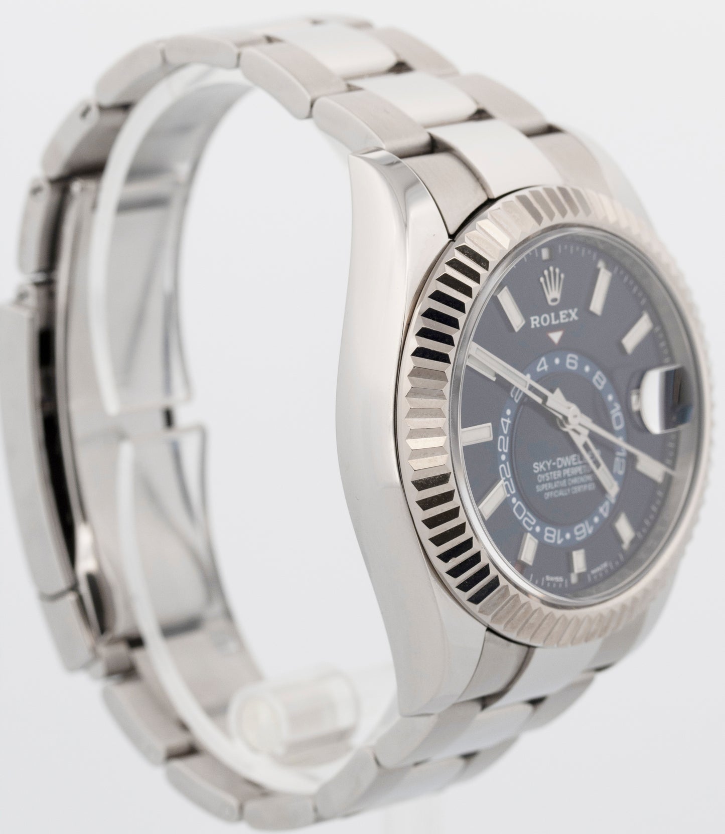 2019 PAPERS Rolex Sky-Dweller BLUE Steel 18K White Gold 42mm Oyster 326934 BOX