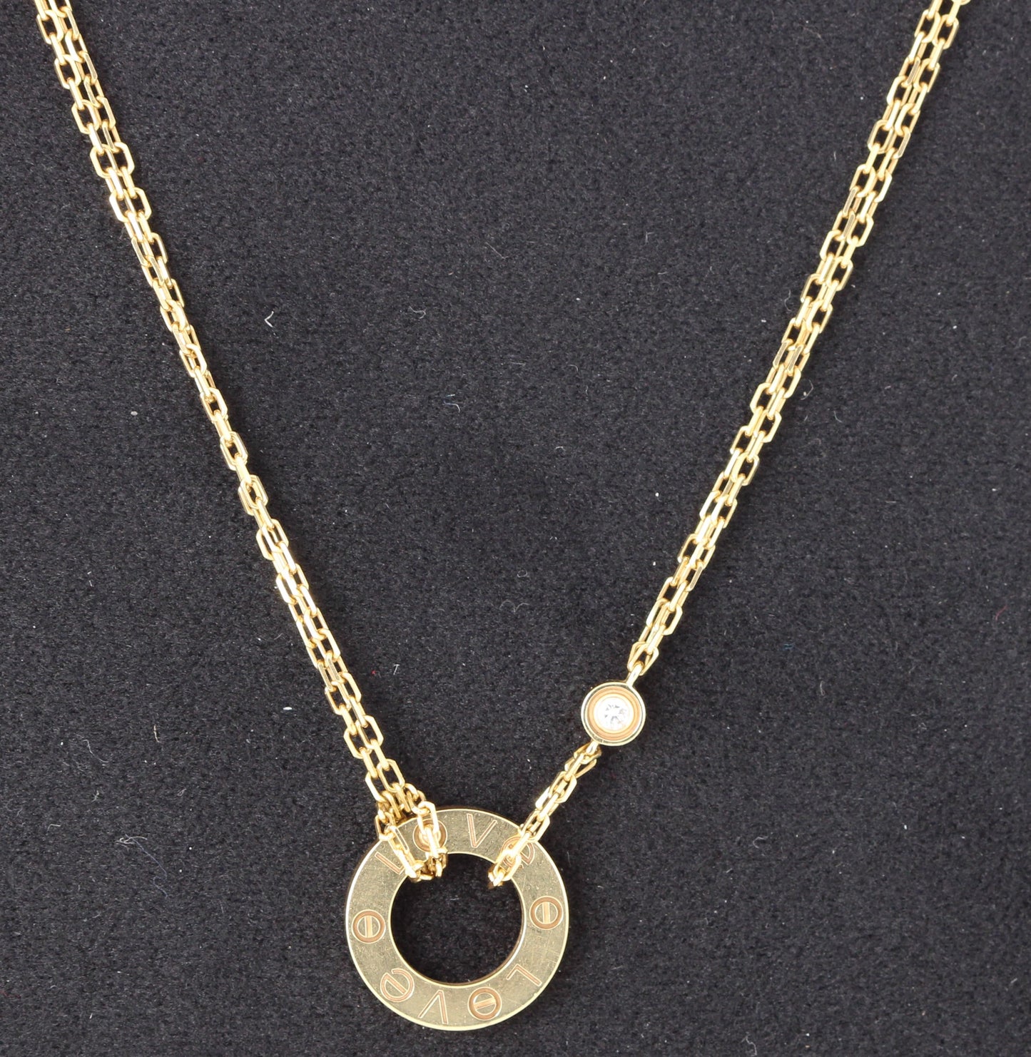 Cartier LOVE Pendant 2 DIAMONDS 18k Yellow Gold 6.3gr Adjustable Chain BOX