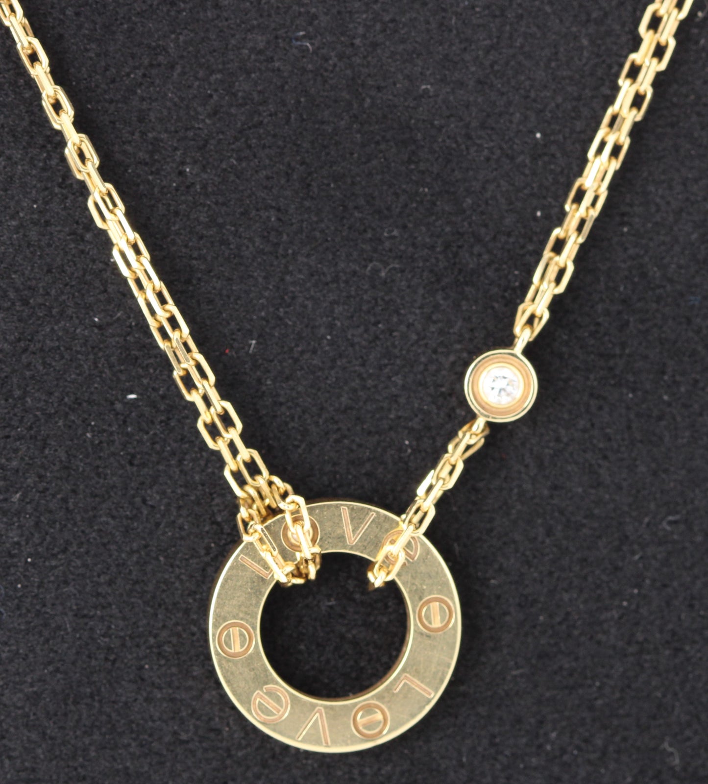 Cartier LOVE Pendant 2 DIAMONDS 18k Yellow Gold 6.3gr Adjustable Chain BOX