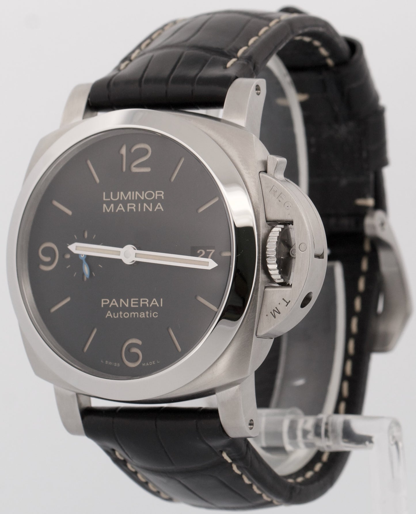 PAPERS Panerai Luminor Marina 1950 Steel BLACK 44mm PAM01312 Leather Watch BOX