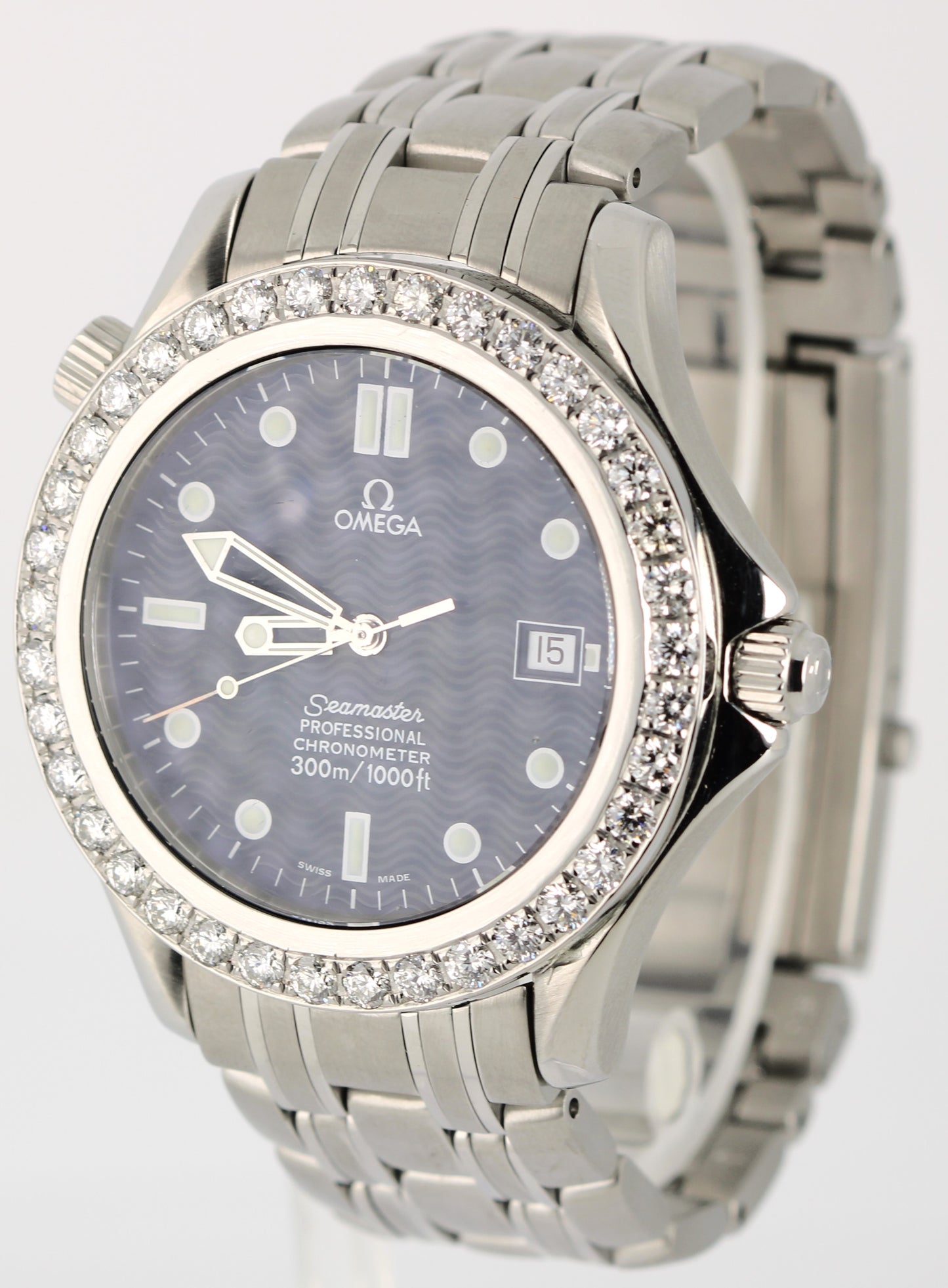Omega Seamaster Professional DIAMOND Bezel Steel Blue Wave 41mm 2531.80.00 Watch