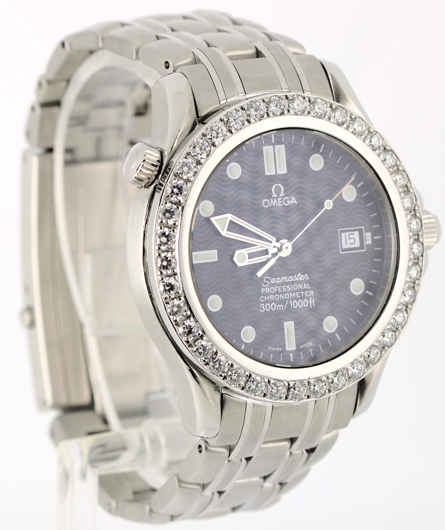 Omega Seamaster Professional DIAMOND Bezel Steel Blue Wave 41mm 2531.80.00 Watch