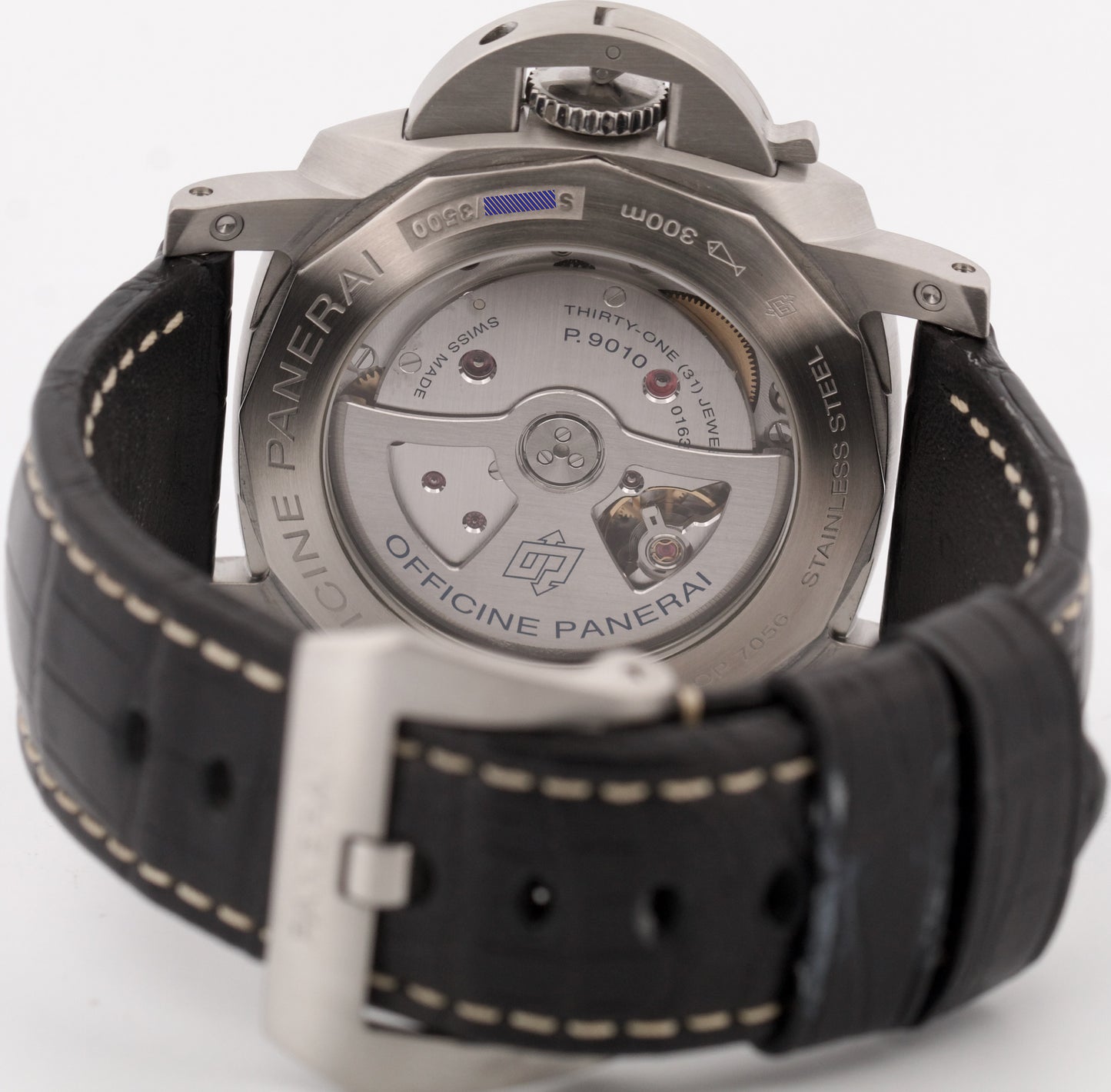 PAPERS Panerai Luminor Marina 1950 Steel BLACK 44mm PAM01312 Leather Watch BOX