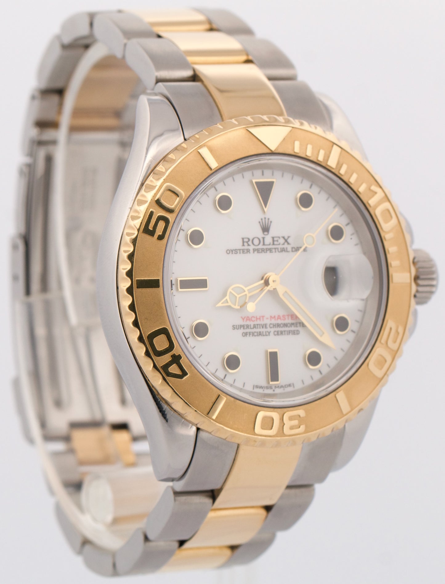 Rolex Yacht-Master 40mm WHITE 18K Two-Tone 18K Yellow Gold Steel 16623 Watch