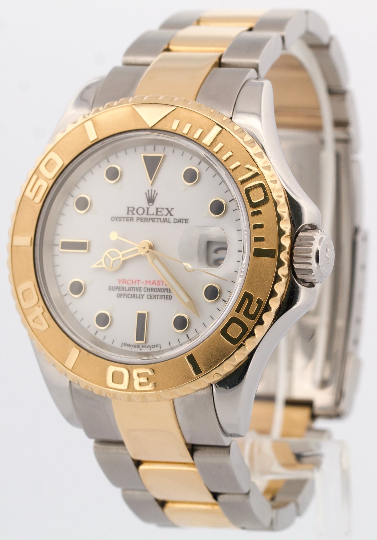 Rolex Yacht-Master 40mm WHITE 18K Two-Tone 18K Yellow Gold Steel 16623 Watch