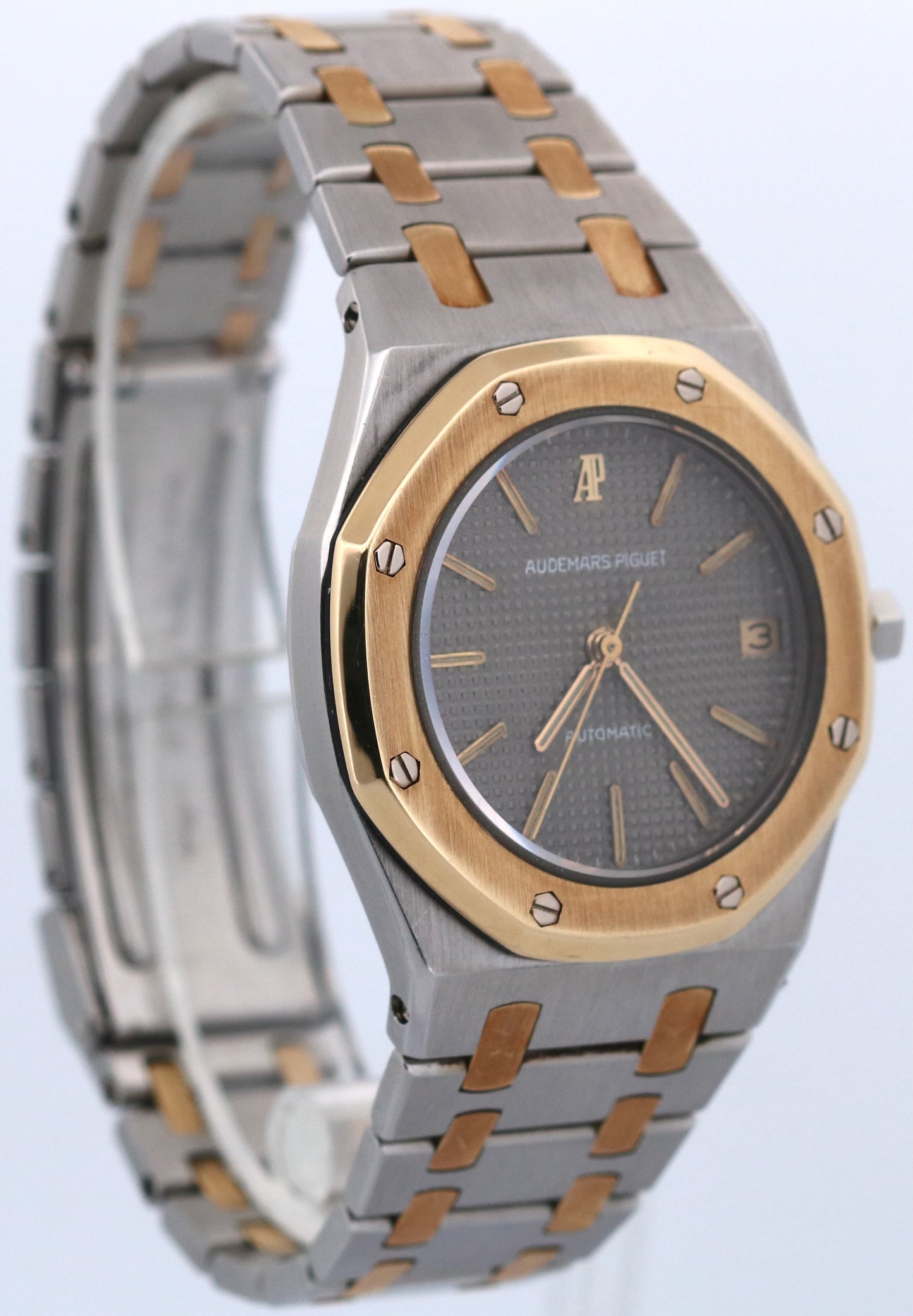 PAPERS Audemars Piguet Royal Oak GRAY 35mm Two-Tone 18K Gold Steel Watch 4100SA