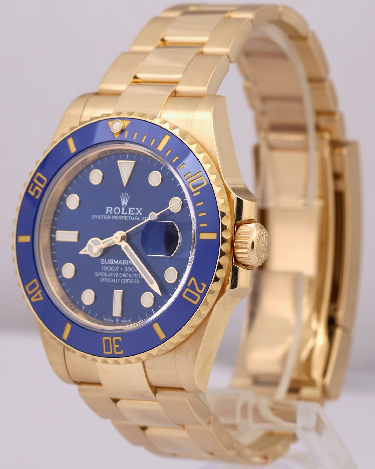 MINT 2022 PAPERS Rolex Submariner Date 41 18K Yellow Gold BLUE 126618 LB BOX