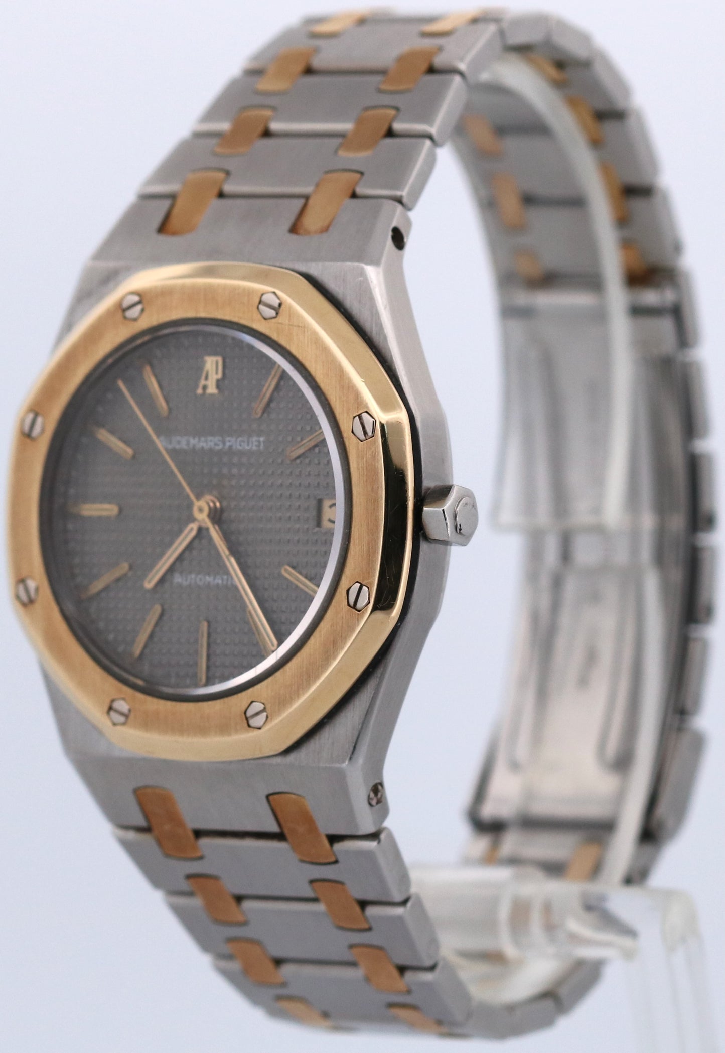 PAPERS Audemars Piguet Royal Oak GRAY 35mm Two-Tone 18K Gold Steel Watch 4100SA