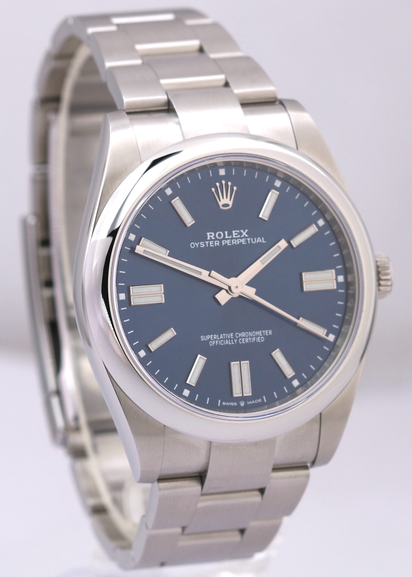 MINT 2022 PAPERS Rolex Oyster Perpetual 41mm BLUE Steel Watch 124300 Watch BOX