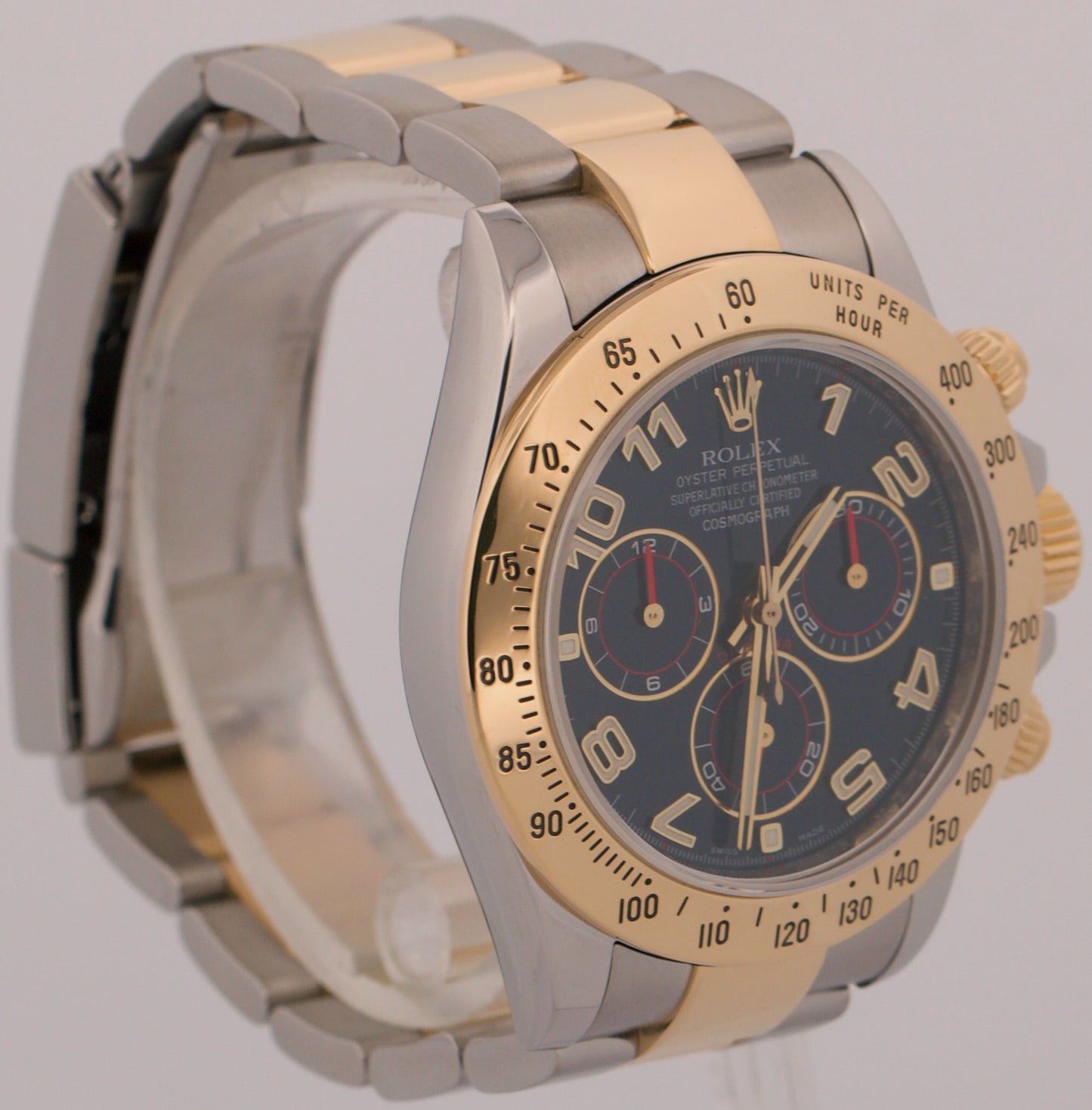 Rolex Daytona Cosmograph 40mm BLUE RACING 18K Yellow Gold Steel Watch 116523 BOX