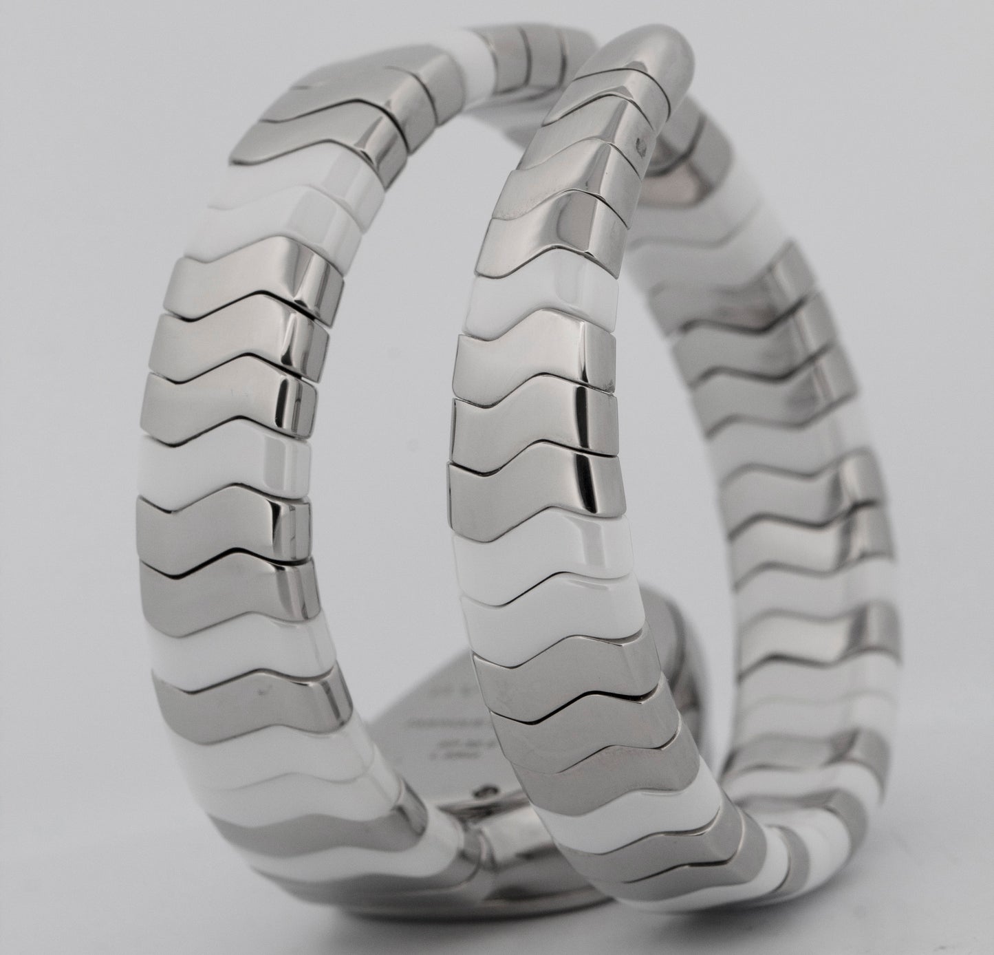 BVLGARI Serpenti Spiga WHITE Stainless Steel 35mm SP35S / 102182 Watch
