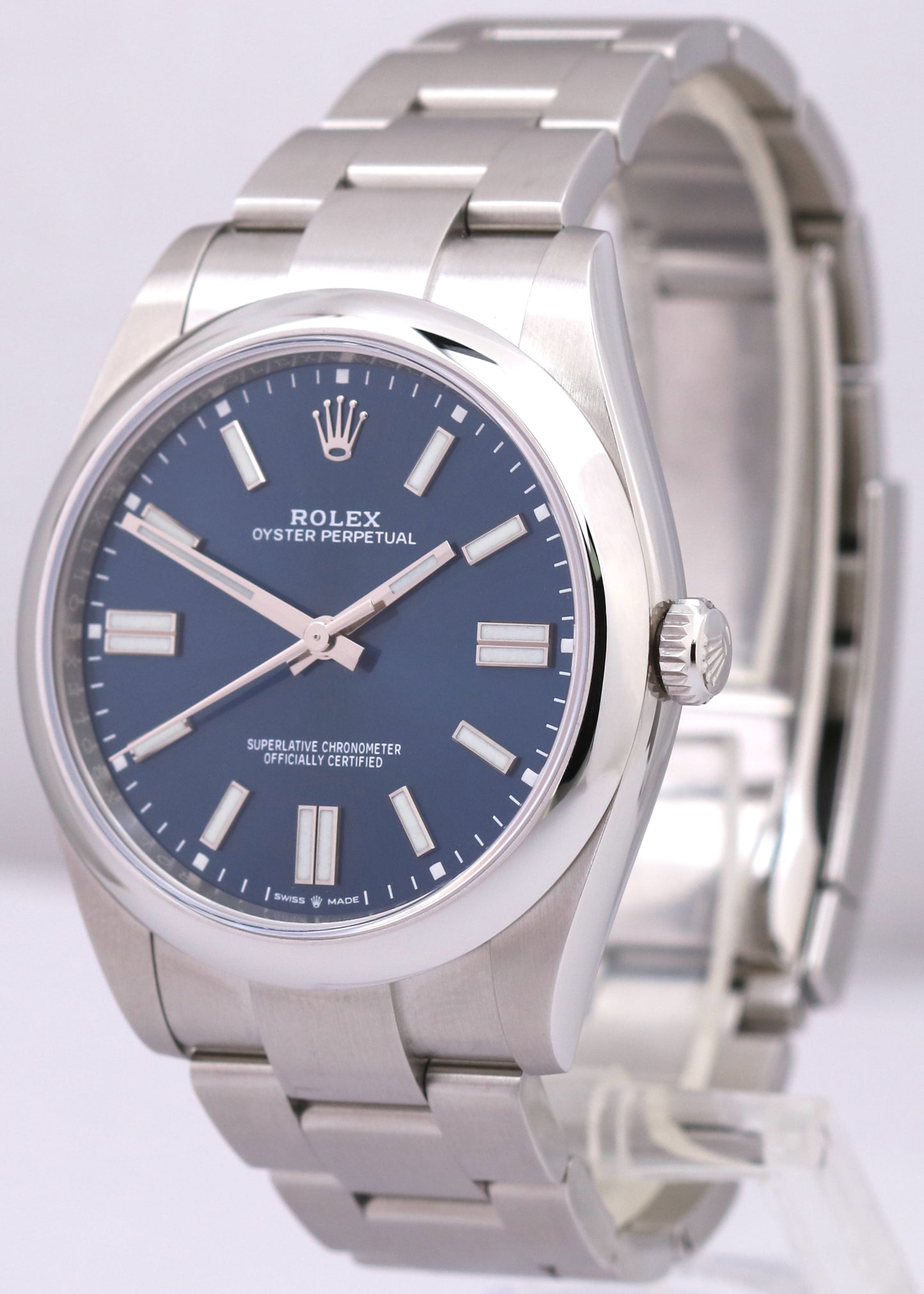 MINT 2022 PAPERS Rolex Oyster Perpetual 41mm BLUE Steel Watch 124300 Watch BOX