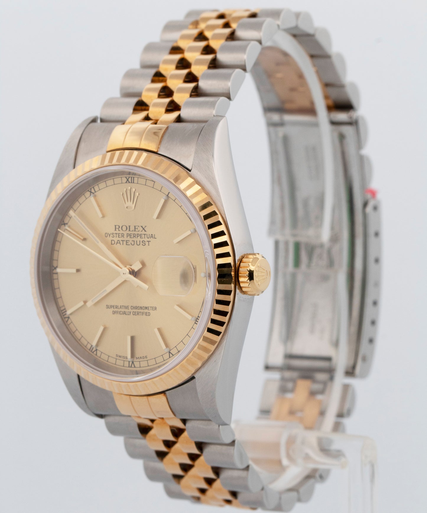 UNPOLISHED Rolex DateJust 36mm Champagne Jubilee 18K Gold JUBILEE 16233 Watch