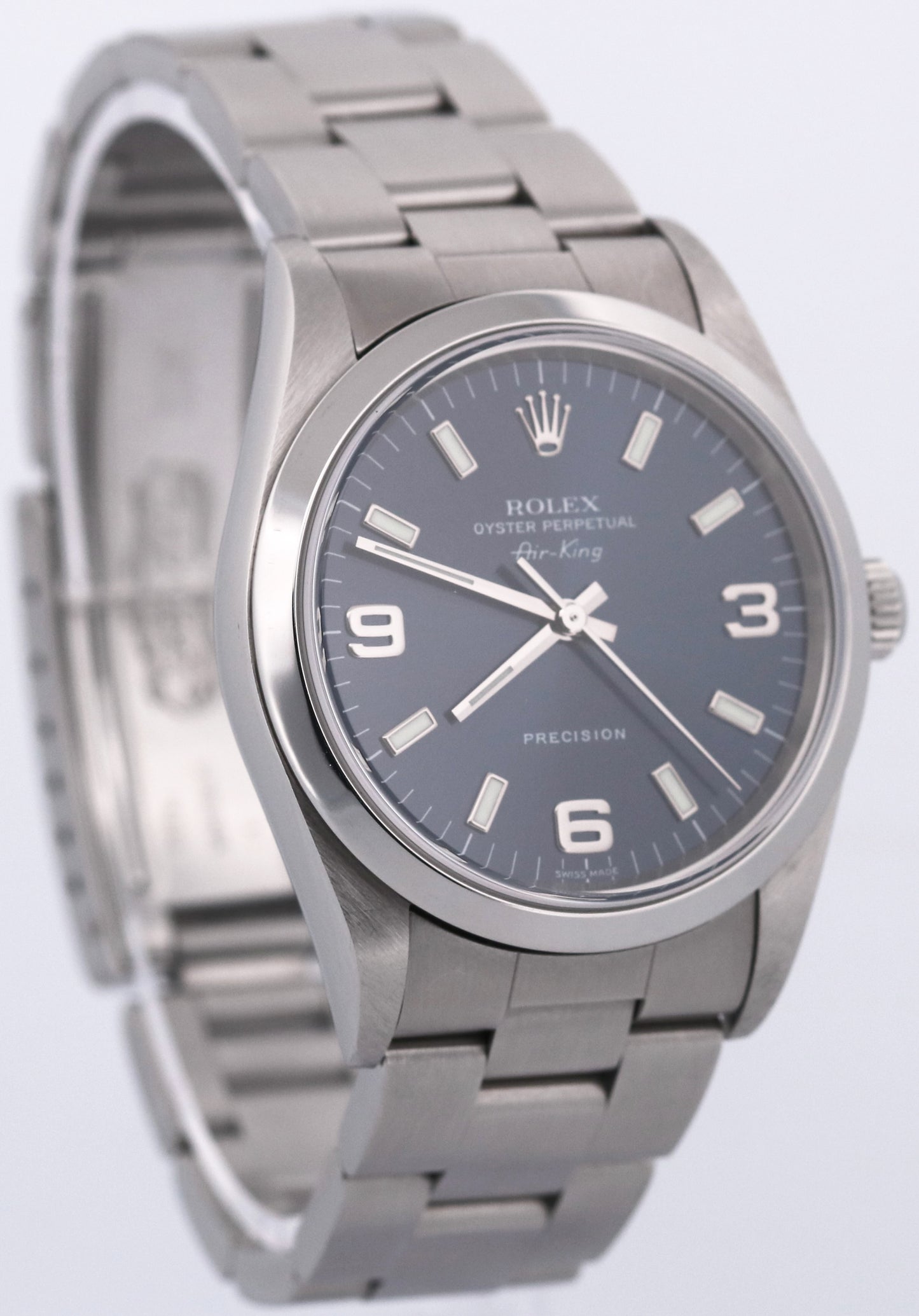UNPOLISHED Rolex Oyster Perpetual Air-King BLUE Steel OYSTER 34mm 14000 Watch