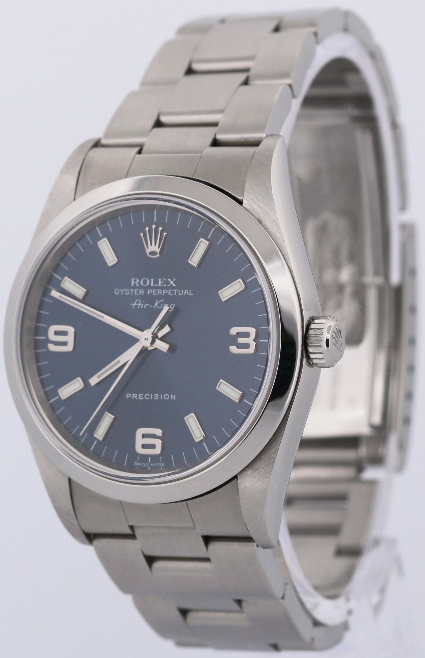 UNPOLISHED Rolex Oyster Perpetual Air-King BLUE Steel OYSTER 34mm 14000 Watch