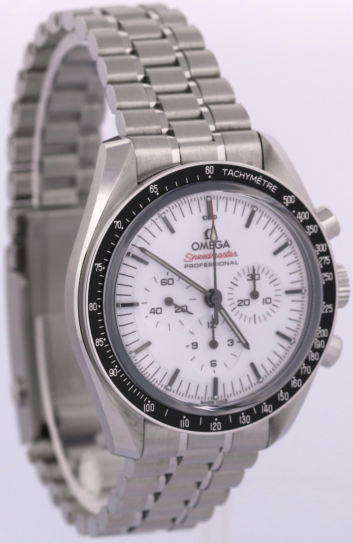 PAPERS Omega Speedmaster Moonwatch WHITE 42mm Steel 310.30.42.50.04.001 BOX