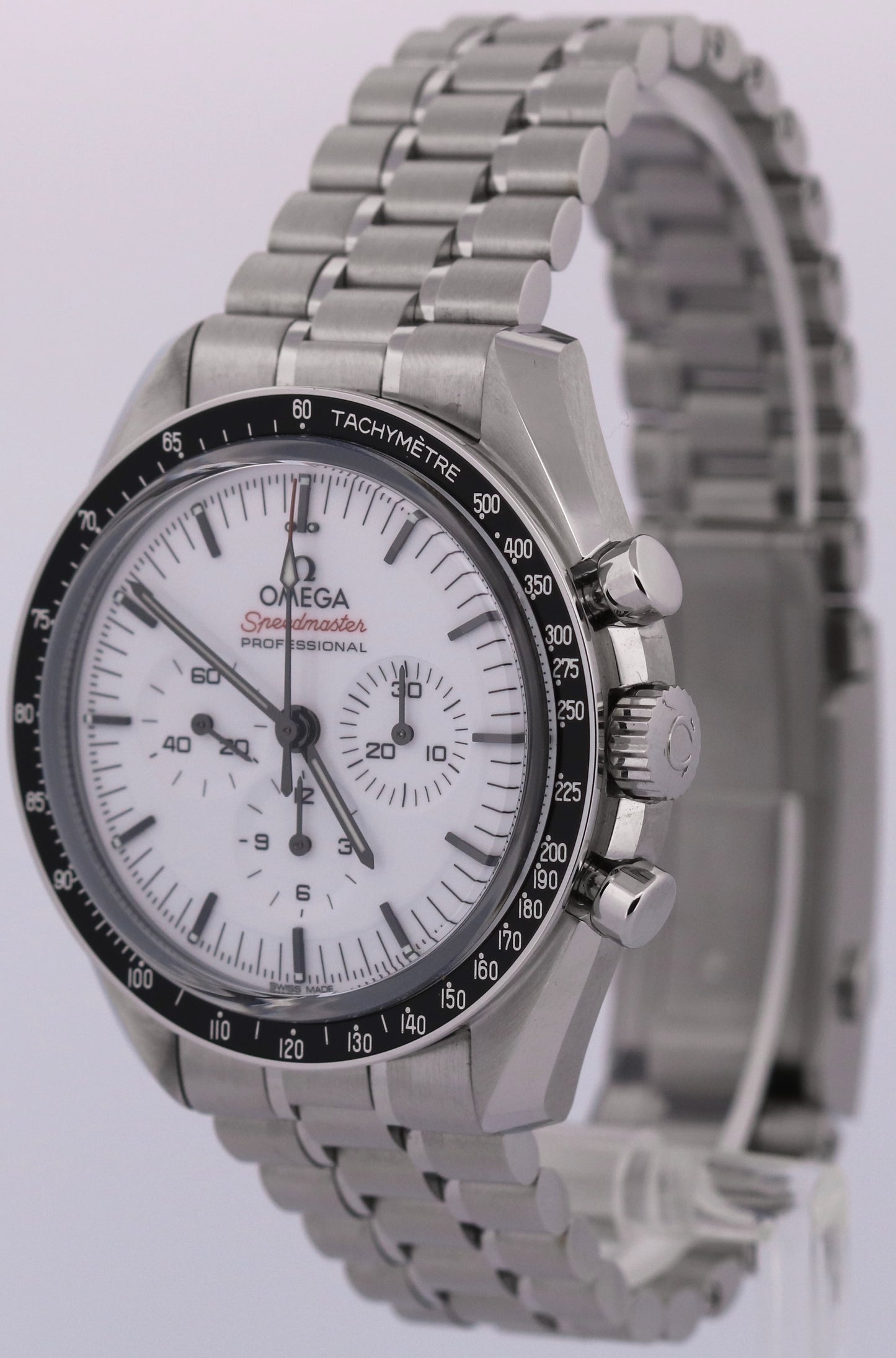 PAPERS Omega Speedmaster Moonwatch WHITE 42mm Steel 310.30.42.50.04.001 BOX
