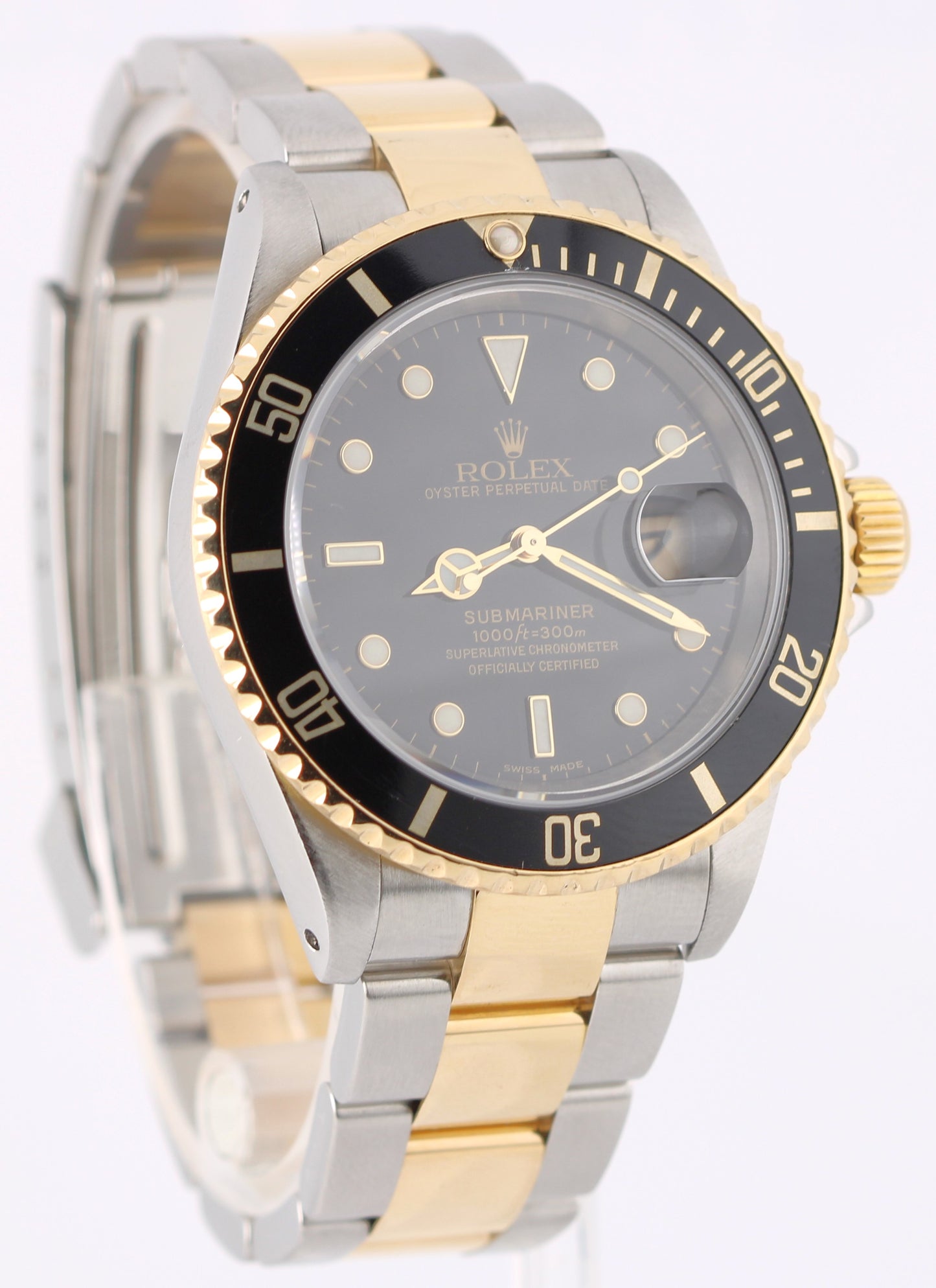 Rolex Submariner Date Two-Tone 18k Yellow Gold Steel Black 40mm 16613 Watch