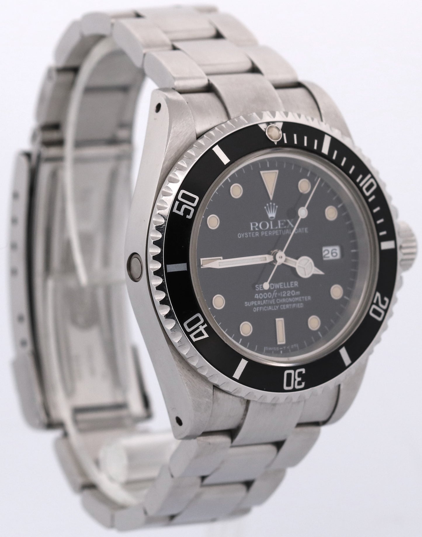 UNPOLISHED 1990 Rolex Sea-Dweller 16600 40mm BLACK Oyster Stainless Steel Watch