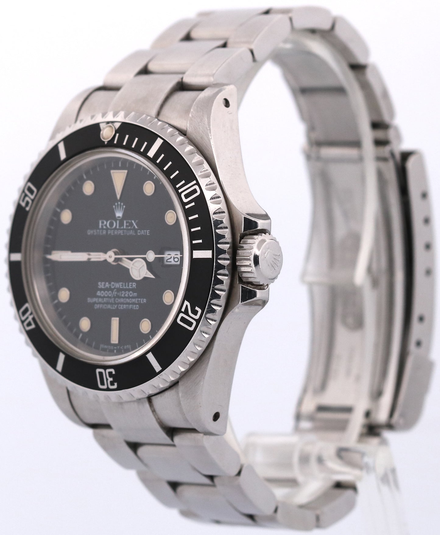 UNPOLISHED 1990 Rolex Sea-Dweller 16600 40mm BLACK Oyster Stainless Steel Watch