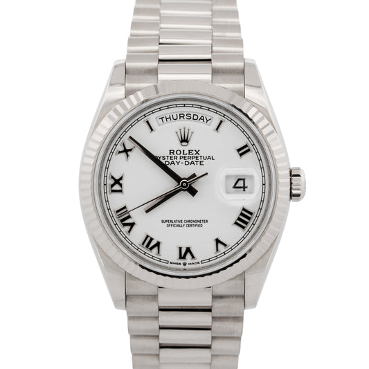 Rolex Day-Date President WHITE Roman 18K White Gold 36mm 128239 Watch
