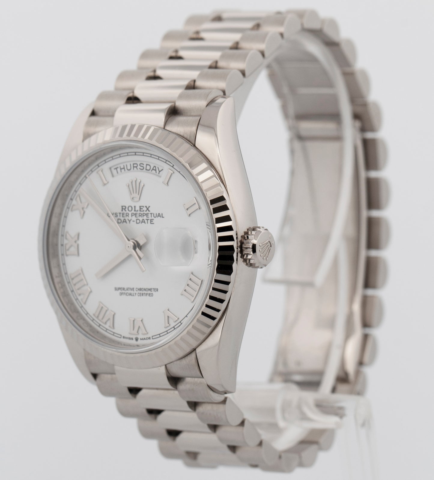 Rolex Day-Date President WHITE Roman 18K White Gold 36mm 128239 Watch